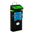 The GfG Polytector III G999P O2, CO, H2S, H2, PID, IR LEL Gas Detector is a portable and stylish handheld device. It features a green-lit screen with several buttons and a blue rectangular panel on the front. Its sleek black body includes a small circular logo at the bottom, making it both functional and visually appealing for any environment.