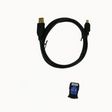 A coiled black USB cable with standard and micro USB connectors is positioned above a small blue SD card, reminiscent of the components found in the BW Honeywell IR Connectivity Kit GA-USB1-IR. Both items are set against a plain white background.