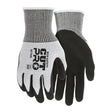 A pair of gray and black MCR Safety CutPro 13G Double Coated Nitrile Gloves, model 92754. Featuring ribbed cuffs, durable construction, and HyperMax HPPE technology for A4 cut resistance—ideal for tough tasks. Comes in 12 pairs.