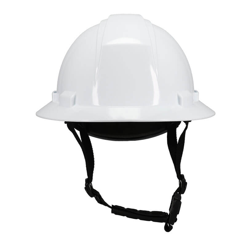 The PIP Kilimanjaro Type II Safety Helmet w/Mips 280-HP642RM-CH, featuring a white shell and black adjustable chin strap, is shown against a plain white background.