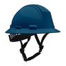 The PIP Kilimanjaro Type II Safety Helmet w/Mips 280-HP642RM-CH in navy features a chin strap and meets ANSI standards, offering enhanced head protection for construction or industrial use.