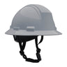 A gray PIP Kilimanjaro Type II Safety Helmet w/Mips (280-HP642RM-CH) by PIP, featuring a chin strap, is shown from the side on a white background.