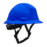 The PIP Kilimanjaro Type II Safety Helmet w/Mips 280-HP642RM-CH by PIP, in royal blue, features a black adjustable chin strap and is shown isolated on a white background.