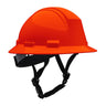 The PIP Kilimanjaro Type II Safety Helmet w/Mips 280-HP642RM-CH by PIP in hi-vis orange features an adjustable black chin strap and is shown against a white background.