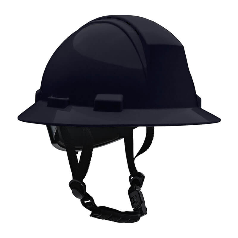The PIP Kilimanjaro Type II Vented Helmet w/Mips (280-HP642RVM-CH) is a black, ANSI certified safety helmet with chin strap and side clips, displayed against a white background.