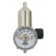 A high-pressure gauge suitable for use with the Gasco Calibration Gas High Pressure Regulator features a cylindrical metal design and a circular dial displaying pressure measurements from 0 to 600 psi. The "Winters" logo is prominently displayed, and it includes a black adjustment knob on the side along with a precise needle indicator.