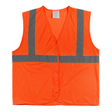 The PIP Type R Class 2 Two-Tone Value Mesh Vest 302-MVG, an orange sleeveless ANSI Class 2 safety vest with horizontal and vertical gray reflective stripes, is displayed flat on a white background.