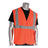 A mannequin displays a black shirt under the PIP Type R Class 2 Two-Tone Value Mesh Vest 302-MVG in Hi-Vis Orange with reflective silver stripes, showcasing essential traffic safety gear, against a white backdrop.