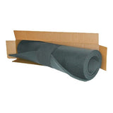 An open cardboard box contains a partially unrolled Working Concepts ErgoKneel Ground Blanket 6060, which is gray and made of non-absorbing closed cell nitrile foam.