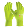 A bright yellow-green PIP MaxiFlex High-Visibility Micro-Foam Grip Glove 34-874FY, featuring abrasion resistance and "MaxiFlex Ultimate" branding in white and orange on the back. Sold in packs of 12 pairs.
