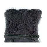 Close-up of the MCR Safety Ninja Ice Glove N9690’s black, fuzzy cuff with thick, woolly material for warmth and comfort. The glove edge contrasts against a white background—perfect cold weather protection from MCR Safety.