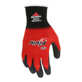 MCR Safety Ninja Red Nylon Spandex Nitrile Gloves (N96970, 12 pairs) feature a breathable red and black design for protection and grip during automotive assembly.