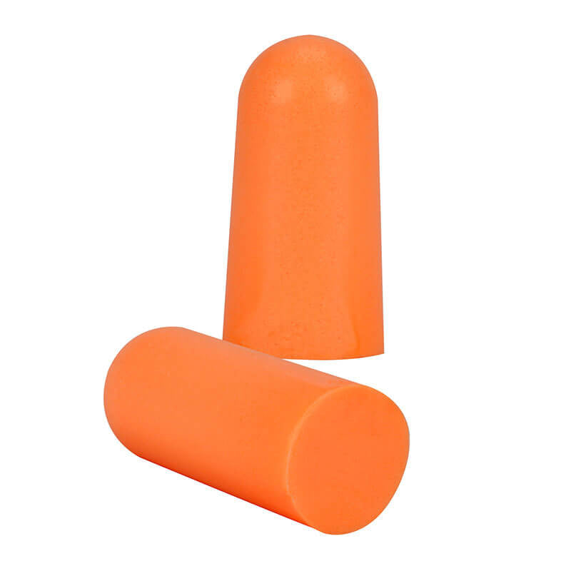 Two PIP Mega Bullet Plus Ear Plugs 267-HPF810, demonstrating advanced PowerSoft Foam Technology, are displayed against a pristine white background with one plug standing upright and the other lying horizontally.