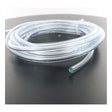 A coiled, transparent BW Technologies by Honeywell Tygon Calibration Hose 1 ft (C2-HOSE1-1) with blue markings rests on a black surface, its hollow end visible—designed as a Gas Detector Accessory for GasAlertMicroClip X3 devices.
