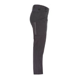 Here is the revised sentence with the given product data:

Side view of NSA PIP Bisley Women's Stretch Ripstop Vented Work Pants in dark gray, showcasing a zippered pocket and belt loops. With UPF 50+ protection and X-Airflow Ventilation, these sleek, fitted pants are ideal for outdoor activities or casual wear.