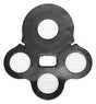 A BW Honeywell M5-SS gasket in black, resembling a clover shape, featuring four circular openings and one rectangular opening at the center.