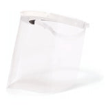 The Pyramex Medical Replacement Shield S1000R, offered by Pyramex Safety, is a transparent plastic face shield featuring a white adjustable headband for personal protective purposes. Slightly curved and clear, it is displayed upright against a plain white background.