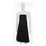 A white mannequin models the MCR Safety Denim Apron by MCR Safety, featuring a front pocket, shown against a white background.