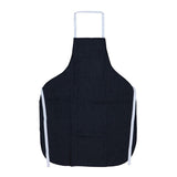 The MCR Safety Denim Apron by MCR Safety is shown laid flat on a white background, featuring white neck and waist straps.