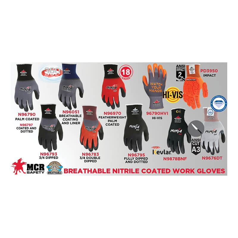 MCR Ninja Red Nylon Spandex Nitrile Gloves | PK Safety