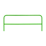 The Frontline Guardrail System for Concrete/Steel Substrates by Frontline Fall Protection is a simple green metal headboard-inspired guardrail with rounded top corners and a central horizontal bar, shown against a white background.
