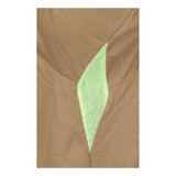 Close-up of the MCR Safety Summit Breeze 5.5 oz FR Shirt SBS100_ in brown, highlighting triple vent technology and a diagonal slit showing light green mesh beneath.