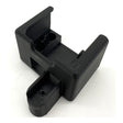 A black, 3D-printed plastic bracket with two slots and mounting holes, designed to secure the RKI Charging Cradle for GX-3R 49-2184 by RKI Instruments, photographed on a white background.