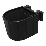 The UltraTech Spill Pallet Bucket Shelf 1160, from UltraTech International, is a black, rectangular plastic planter featuring a rounded front and two hooks for easy attachment to railings or fences.