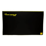 36 x 60 inches, showcases "Extreme Standing Mat" in yellow on the upper left corner. This black anti-fatigue mat with yellow and black striped edges is made from nitrile foam, providing exceptional comfort for extended standing periods.