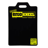 The Working Concepts Large ErgoKneel Kneeling Mat 5050 (14 x 21 in.) is a black rectangular closed-cell foam mat with a top handle cut-out, yellow and black "Genuine Ergo Kneel" label, and a yellow info sticker at the bottom right.