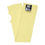 A pair of yellow MCR Memphis 9378T Kevlar knit sleeves by MCR Safety, featuring cut resistance, thumb holes, a black "Cut Pro 9378T" label, knitted texture, and yellow-stitched edges. Sold as a pack of 10.