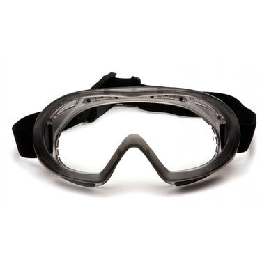 The Pyramex Capstone Anti-Fog Safety Goggles GG504T, available in a pack of 12 pairs, from the brand Pyramex Safety, come with a gray frame and black adjustable strap. They offer chemical resistance and have scratch-resistant lenses to protect your eyes during various activities without compromising comfort or visibility.