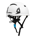 Product Description: The PIP EVO ALTA Ascend Type II Non-Vented Helmet (280-EVOALT) by Protective Industrial Products is designed with a durable white ABS shell and enhanced with black and blue straps. Though it lacks ventilation slits, the helmet features an adjustable chin strap, offering safety and comfort for demanding climbing activities.