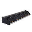 A black, rectangular cable protector with five arched channels organizes and shields cords like the BW Technologies by Honeywell GasAlert MicroClip 5 Unit Cradle Charger—ideal for industrial or event settings.