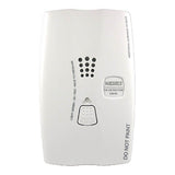 The Macurco CO Residential Gas Detector Security Series CM-E1, certified for safety as UL Listed, boasts a stylish white casing complete with a speaker grille and LED indicator lights. The brand "Macurco" is clearly visible, accompanied by the warning: "DO NOT PAINT.