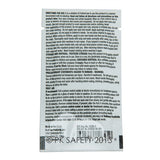 Back of a product sachet displaying comprehensive text with usage instructions for Coretex BugX Insect Repellent Towelettes 100/Case 12640. It includes storage details and safety precautions for the water-based formula. The bottom features a barcode and the Coretex brand watermark.