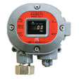 The RKI SD-1GP ACN LEL Detector by RKI Instruments is a round industrial device featuring a digital display that reads "8.8.8.8." It boasts an explosion-proof design, with a distinctive red center section and two connection points at the bottom, functioning as a 4-20 mA transmitter.