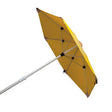 The Allegro Non-Conductive Umbrella 9403-03, featuring a yellow canopy and white pole, is displayed against a plain white background. Its tightly stretched fabric, crafted from UV-treated laminated vinyl, provides outstanding protection from sun and rain while showcasing the support structure beneath.