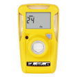 The BW Honeywell BW Clip 2 Year O2 Single Gas Detector (BWC2-X) in yellow features a digital display showing "24 MM" and "O2." It is equipped with a central sensor and includes a bottom label reading "CLIP TWO-YEAR O2," ensuring reliable oxygen monitoring.