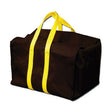 The French Creek Hard Bottom Carry Bag 204 by French Creek Production is a rectangular black bag with yellow straps for handles, perfect for transporting your gear.