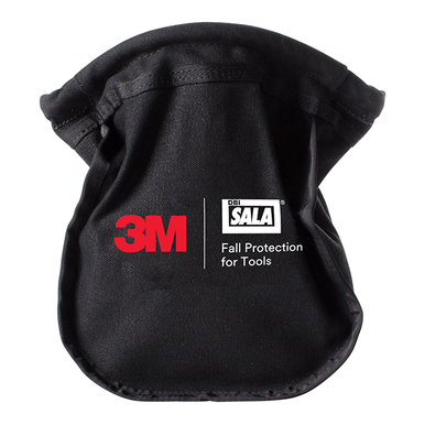 The Python Safety Canvas Black Small Parts Pouch 1500119 from 3M DBI-SALA Fall Protection is a black tool pouch featuring the brand's logos. It includes a self-closure system, making it ideal for keeping small parts secure.