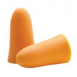 Against a white background, two Moldex Softies 6600 Uncorded Foam Earplugs are displayed; one earplug is upright while the other lies on its side, highlighting their smooth, tapered design for sound reduction. PVC-free and offering excellent noise cancellation with an NRR 33 rating, these earplugs combine safety and comfort.