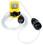 The BW Honeywell GasAlert MicroClip, a portable gas detector with a digital display, connects to the BW Honeywell Manual Aspirator Pump for GasAlertMicroClip MC-AS01 via a transparent tube. This device is essential for accurate gas detection in various environments.