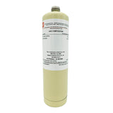 The RKI Instruments Isobutane 10% vol 17L Steel Cylinder (81-0019RK) features a beige design with a detailed label, standing upright—perfect for equipment calibration and gas detection applications.