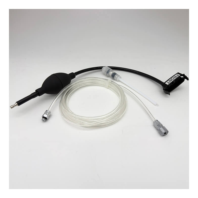 The RKI Instruments GX-3R Hand Aspirated Sample Adapter (81-1161)—featuring a black hand pump, clear tubing, connectors, and a white nozzle—is shown on a plain white background. This kit is ideal as an accessory for portable gas detectors or for remote gas sampling with the RKI GX-3R.