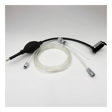 The RKI Instruments GX-3R Hand Aspirated Sample Adapter (81-1161)—featuring a black hand pump, clear tubing, connectors, and a white nozzle—is shown on a plain white background. This kit is ideal as an accessory for portable gas detectors or for remote gas sampling with the RKI GX-3R.
