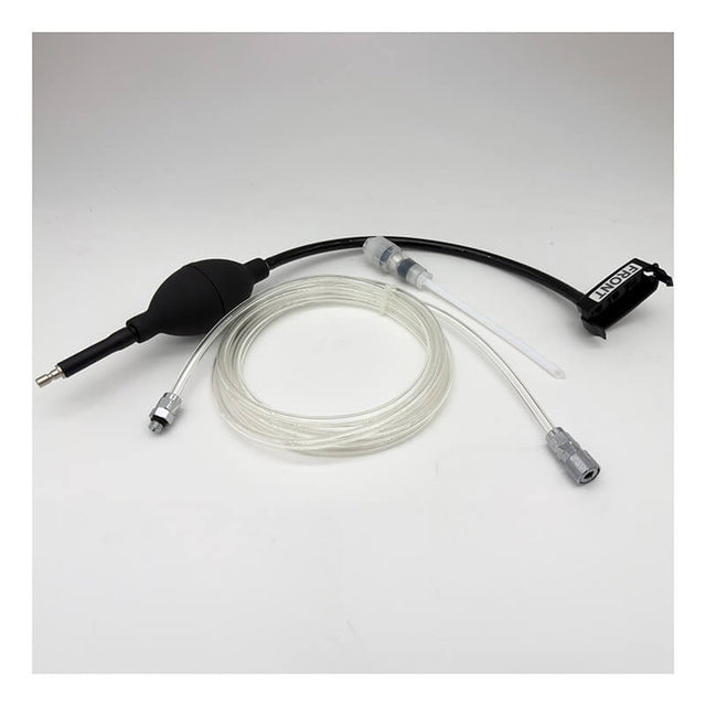 The RKI Instruments GX-3R Hand Aspirated Sample Adapter (81-1161)—featuring a black hand pump, clear tubing, connectors, and a white nozzle—is shown on a plain white background. This kit is ideal as an accessory for portable gas detectors or for remote gas sampling with the RKI GX-3R.
