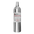 A PK Safety RAE Equivalent 4 Gas Calibration Gas Mix cylinder appears in silver, featuring a white label with red accents. It prominently displays vital information such as its 60-liter volume and contents. Suitable for calibration gas purposes, the label includes detailed specifications and the website URL "www.pksafety.com.