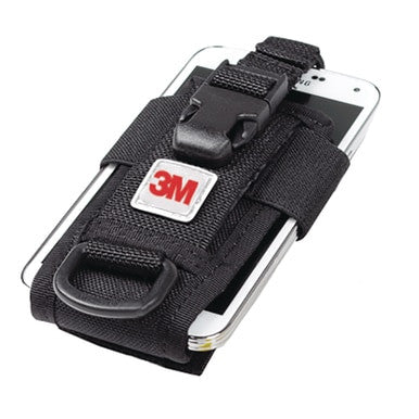 The 3M DBI-SALA Fall Protection Adjustable Radio Case 1500088 is designed with a rugged black holster to securely hold your smartphone. Featuring adjustable straps and a clip, it easily attaches to your belt or gear, providing protective and convenient carrying for portable radios.