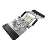 The Frontline Guardrails 56 lbs Base GUB56 by Frontline Fall Protection features non-penetrating guardrails and adjustable brackets for secure patient transport, with black handles and instructional labels for safety.